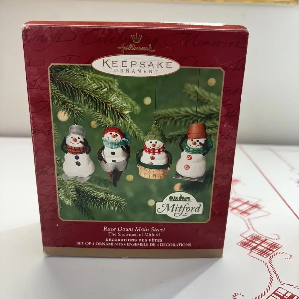 Vtg 2000 set of 4 Hallmark “Race down Main Street” ornament set